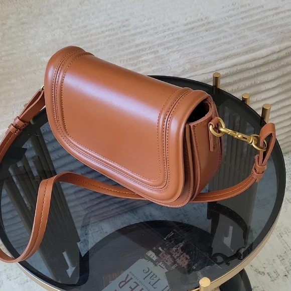 Zara Tan Leather Crossbody Bag - Picture 1 of 15